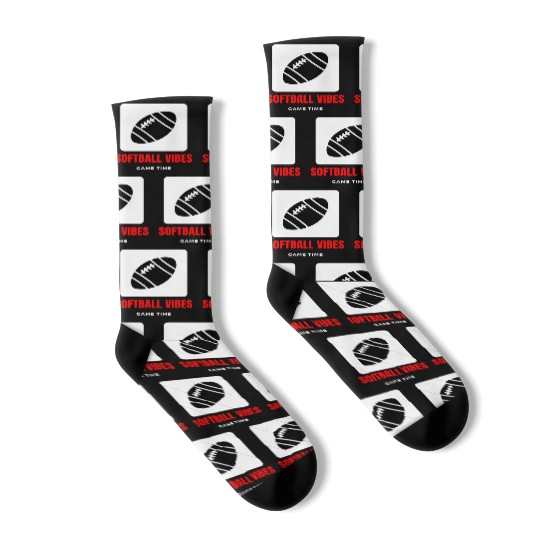 Softball vibes game time motivational design Socks
