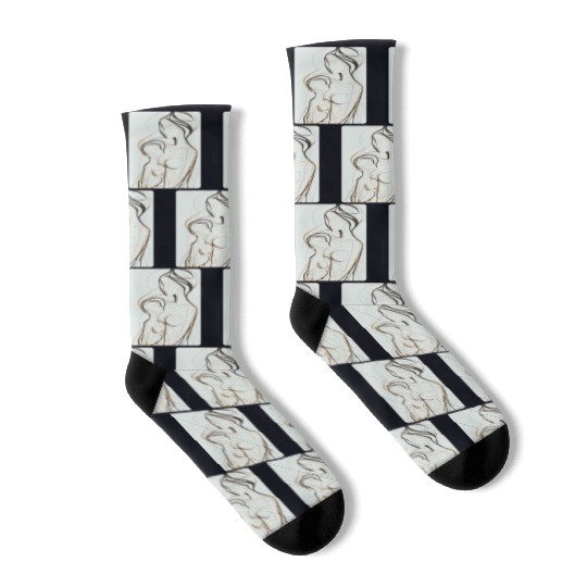 Black, Gold & White Abstract Mother & Daughter Socks