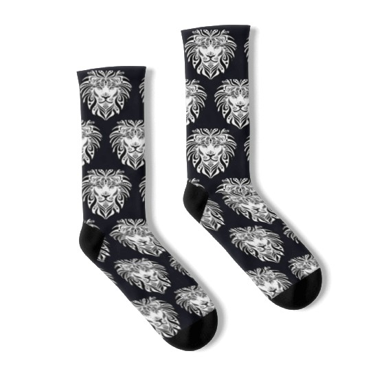 Black and White Lion Design Socks