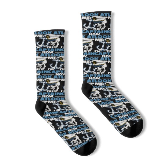 Captain Boat Lovers Fishermen Sailing Boating Socks