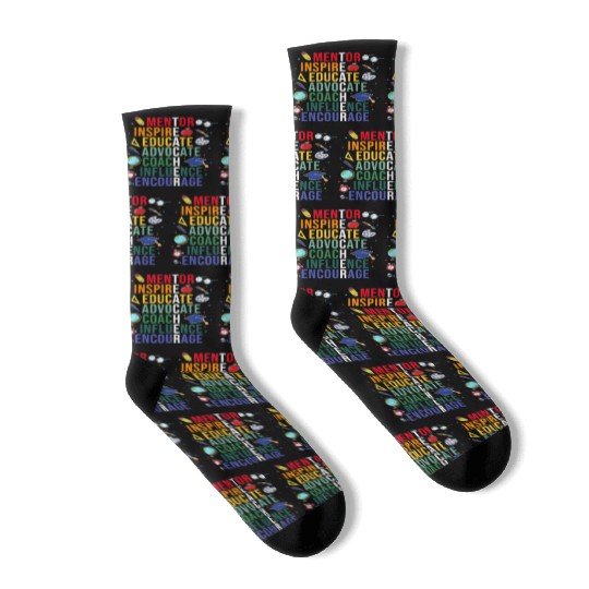 Mentor Inspire Educate Inspired Teacher Life Back Socks