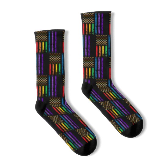 American Flag Rainbow Heart Decor LGBT Pride Month Socks