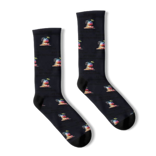 Retired Pharmacy Tech Vacation Tropical Cocktail Socks