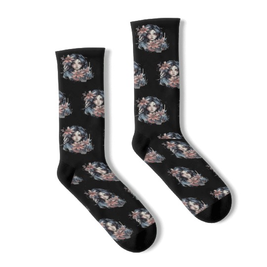 Japanese Spider Lily Soft Anime Aesthetic Flower Socks