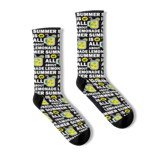 Lemonade Lover Summer Quote Socks