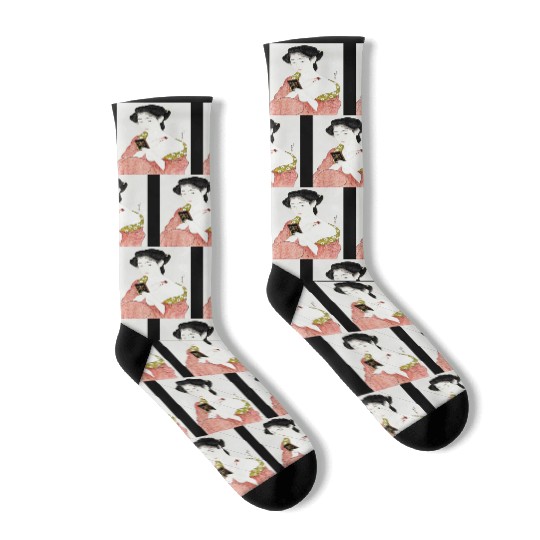 Japanese Woman Geisha Japan Vintage art Socks