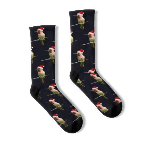 Hummingbird Santa Cute Christmas Hat Design for Bi Socks