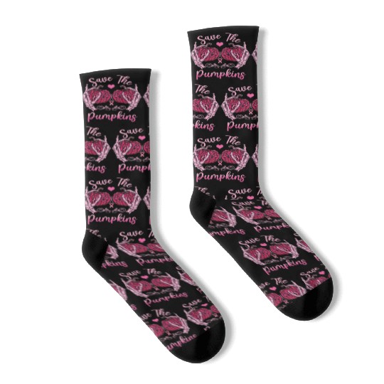 Save Your Pumpkins Leopard Breast Cancer Awarenes Socks