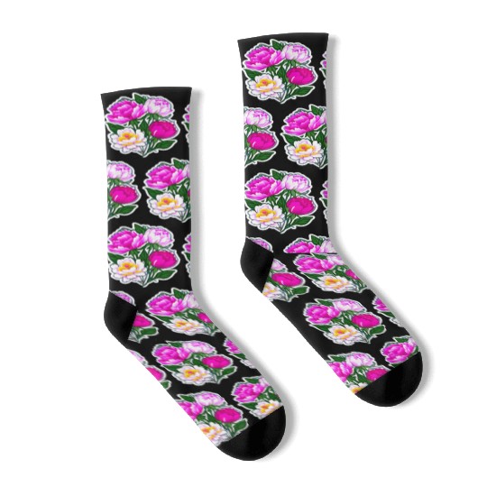 Peony Flower Art Socks
