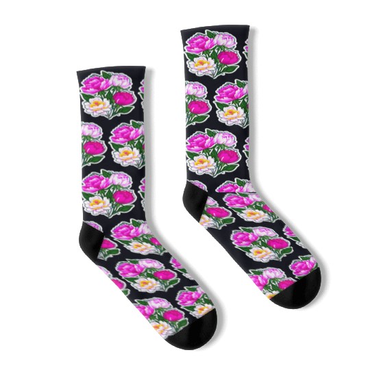 Peony Flower Art Socks