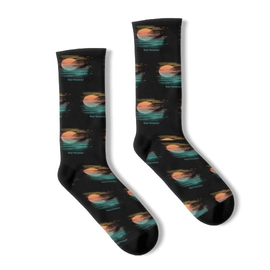 Artistic Barbados Palm Tree Vacation Souvenir Socks