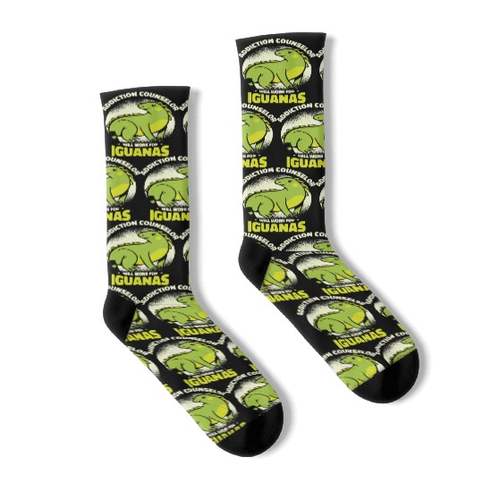 Iguana Lizard Addiction Reptile Iguana Lover Socks