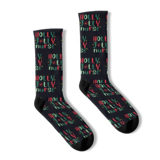 HOLLY JOLLY NURSE4 Socks