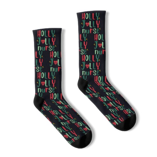 HOLLY JOLLY NURSE Socks