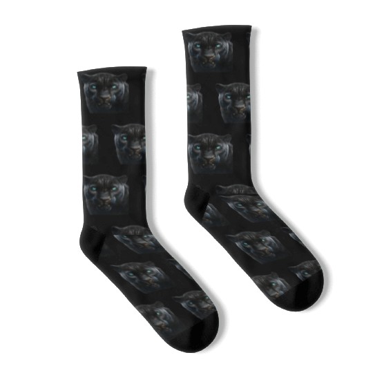 Black panther with blue eyes design wild animal Socks