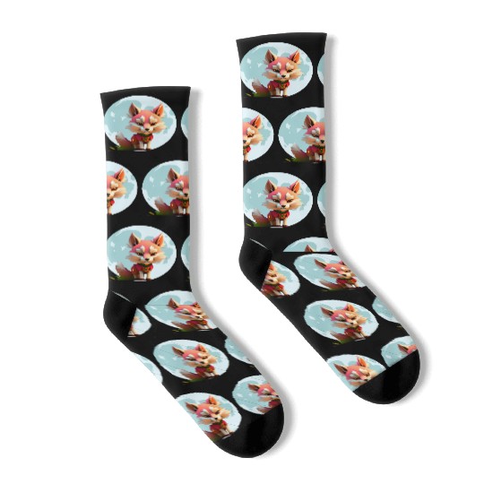 Wolf howling at the moon graphic Socks