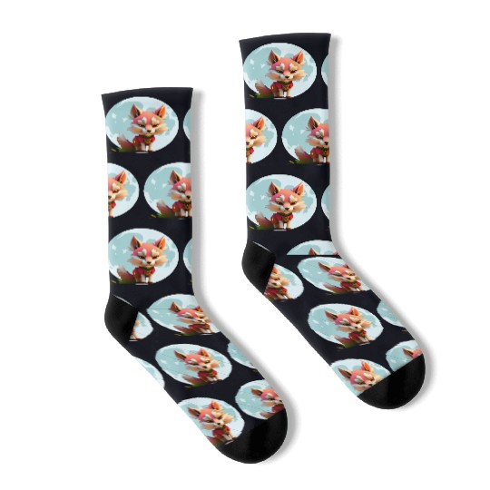 Wolf howling at the moon graphic Socks