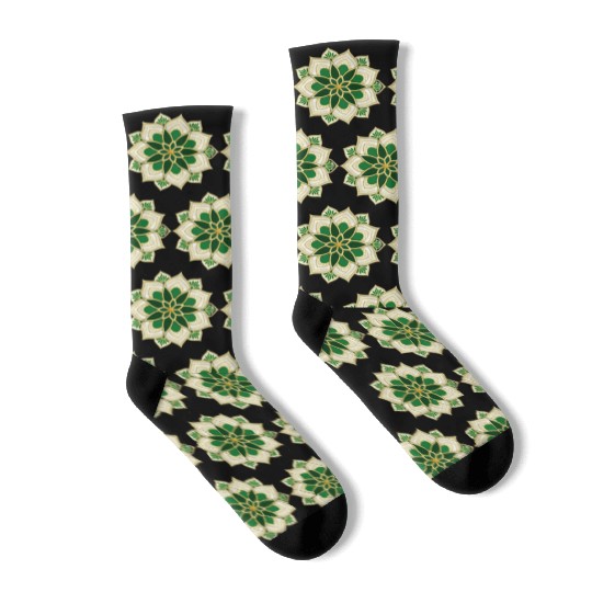 green mandala for islamic holidays Socks