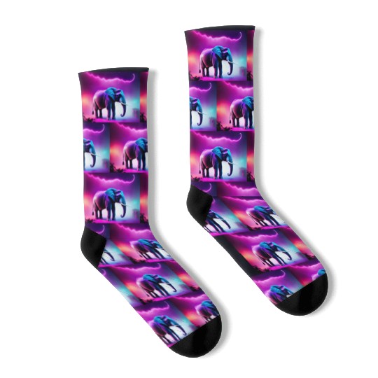 Trance Neon Elephant Graphic Socks