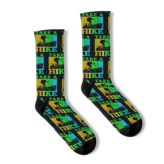Take a Hike Wanderlust Hiker Hiking Mountains Socks