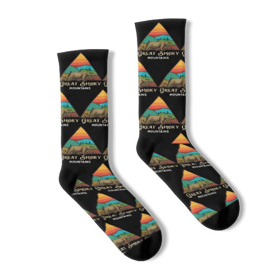 Great Smoky Mountains Vintage Landscape Socks