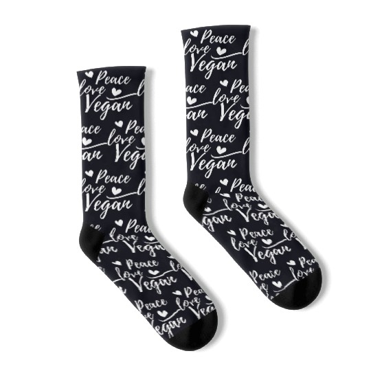 Peace, Love, Vegan with hearts Socks