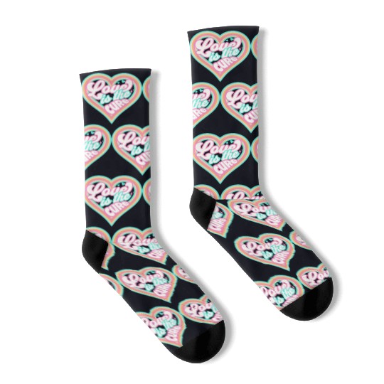 LOVE IS THE CURE (pink) Socks
