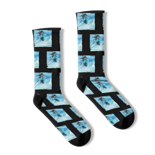 Artistic Venice Beach California Palm Tree Socks