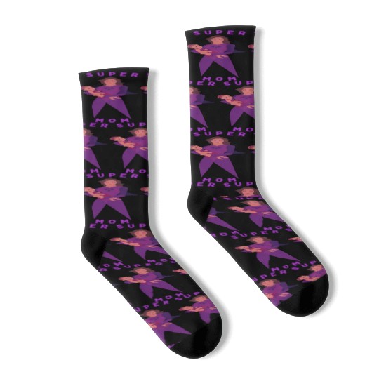 Violet Childish Super Mom Socks Mother's Day Gif