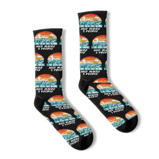 I like Beer and Hiking Mountain lover Wanderlust Socks