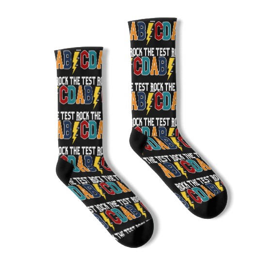 ABCD Rock The Test Funny Metal Teacher Student Socks