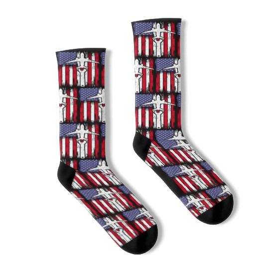 Aircraft Mechanic Aviation Usa Flag Socks