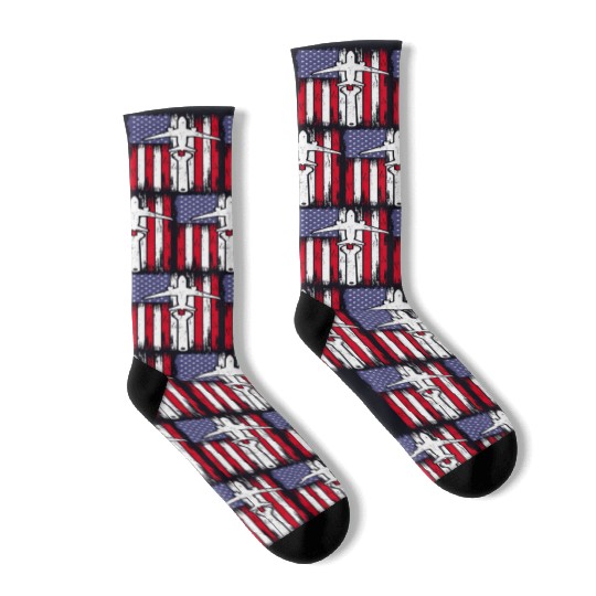 Aircraft Mechanic Aviation Usa Flag Socks