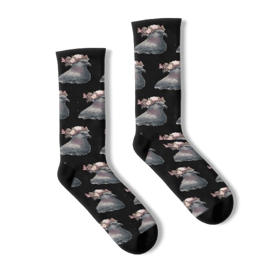 Floral Gray Dove Pigeon Bird Flower Crown Pet Bird Socks