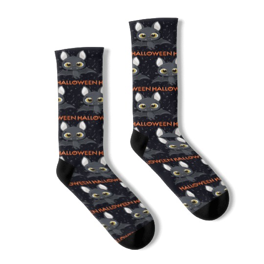 Trick or treat Funny cute bat Halloween cute bat Socks
