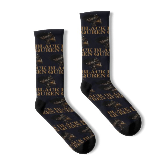 Womens Black Queen Socks
