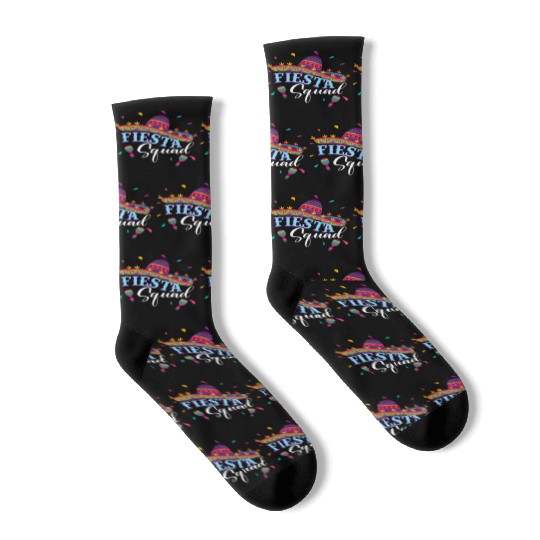 Fiesta Squad Cinco De Mayo Mexican Sombrero Family Socks