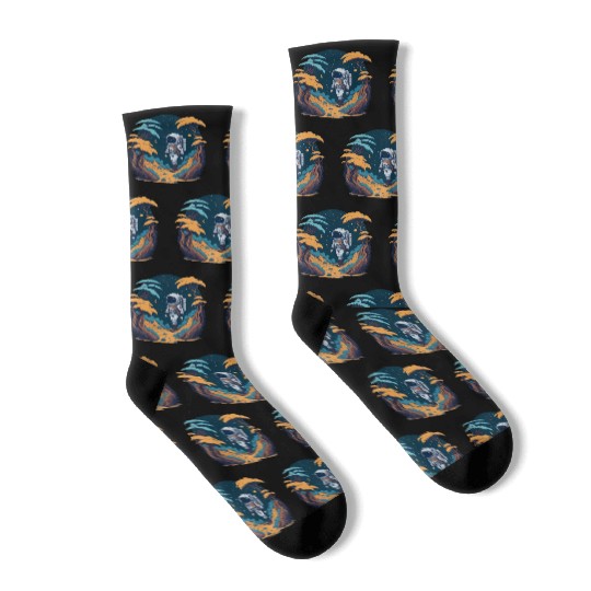 Astronaut walking in the jungle Socks