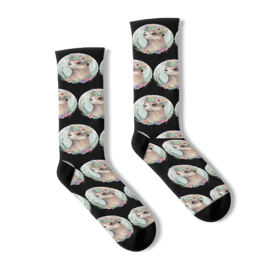 Cute Otter Flower Crown Floral Animal Lovers Socks
