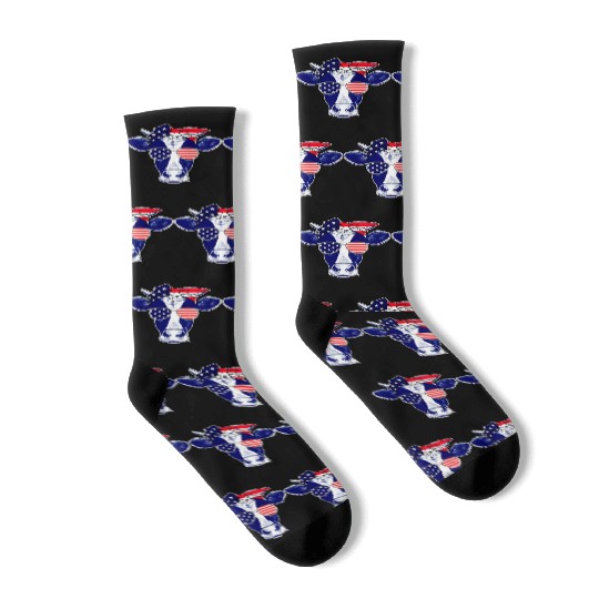 American Cows Farmer Patriotic Cow Socks 4th