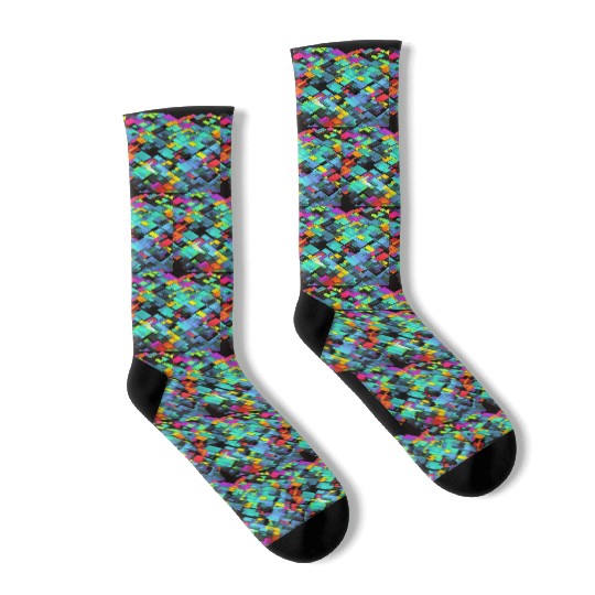 ABSTRACT PAINTING basecolor WATERBASE cube BLACK Socks