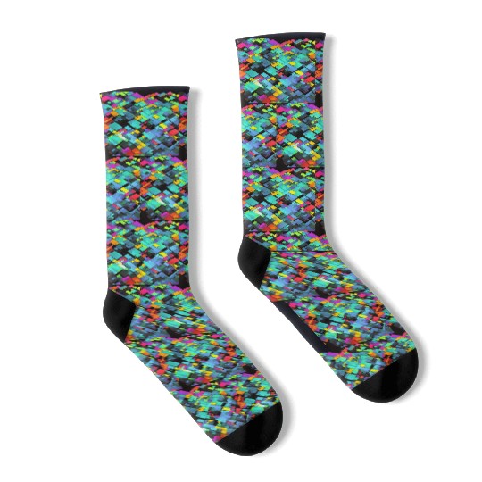 ABSTRACT PAINTING basecolor WATERBASE cube BLACK Socks