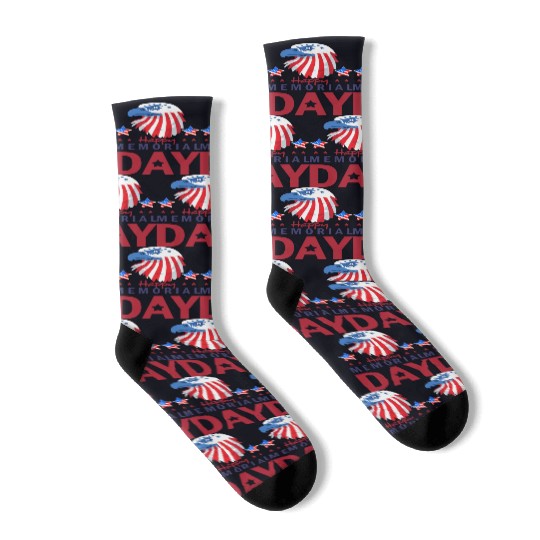 Happy Memorial Day Veterans Brave US Eagle Stars Socks