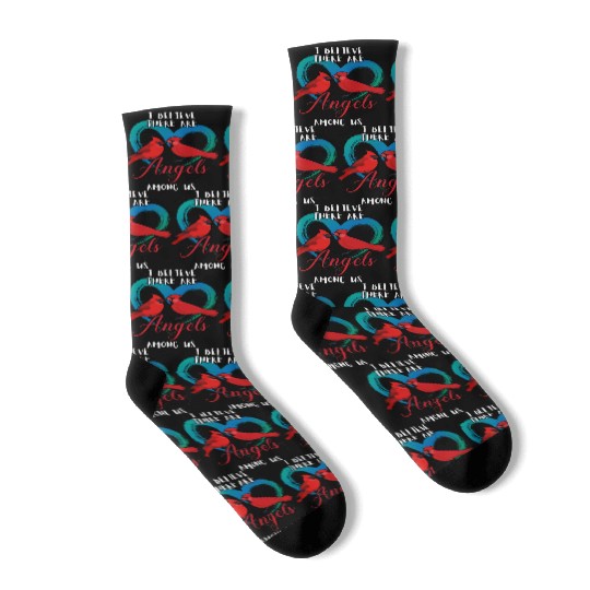 I Believe There Are Angels Among Us Cardinal Bird Socks