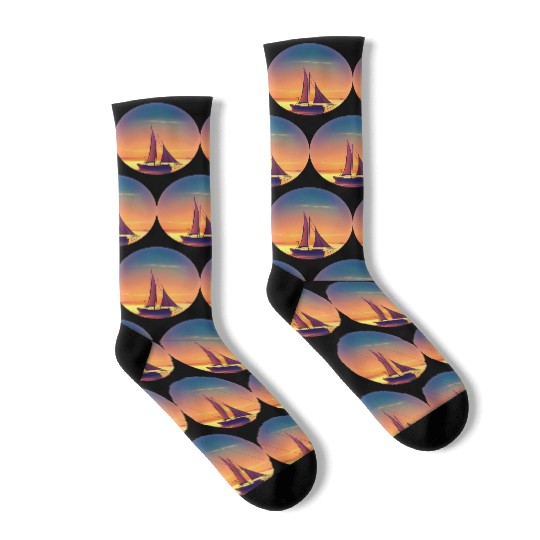 Sailboat sunset design Socks