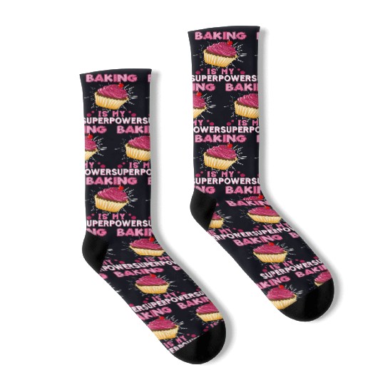 Baking Is My Superpower Delicious Cupcake Baker Socks