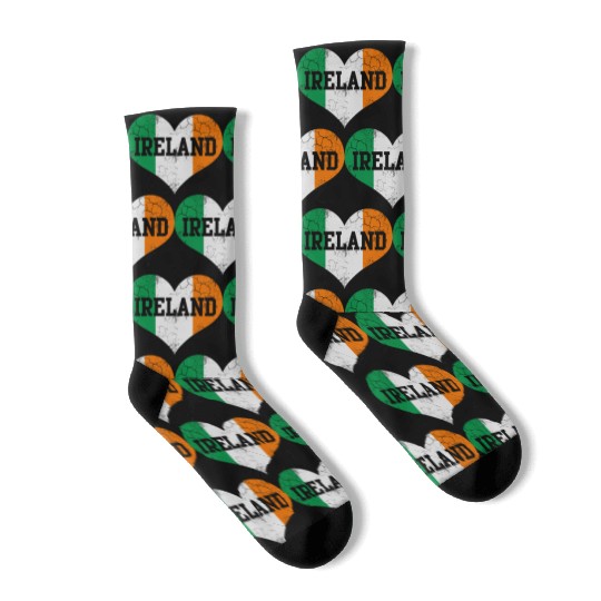 Ireland Flag Heart Irish St Patrick s Day Socks