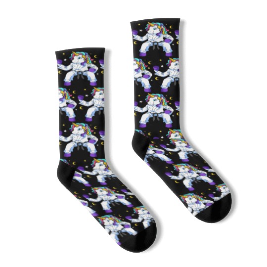 Karate Black Belt Unicorn Lover Japanese Martial Socks