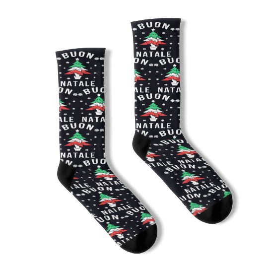 Italian Flag Tree Buon Natale Socks
