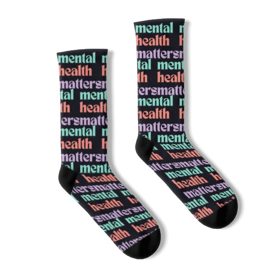 Mental Health Matters | Retro Quote Peach Candy Socks